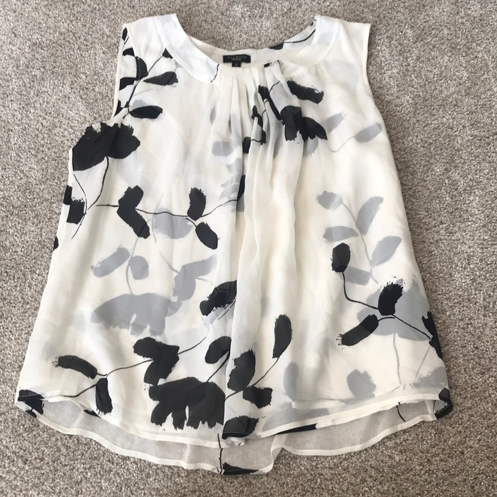 Black and white Talbots blouse (100% silk)